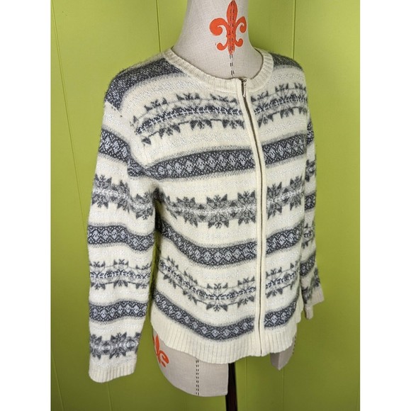 VTG PHD Paul Harris Design Sz L Full Zip Knit Cardigan Nordic LambsWool Blend - Picture 3 of 10